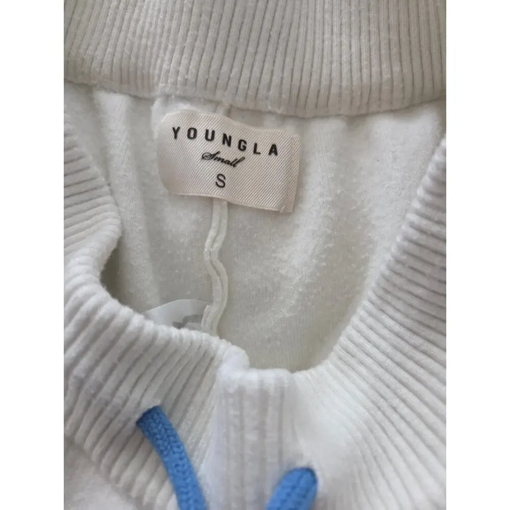 YoungLA Model 116 Cream Greek Key Towelling Shorts S